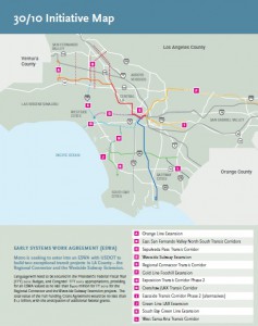 LA Metro Map of the projects listed for construction by Measure R