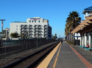 A recent view of Oceanside with the 2 resort hotels in the backgrownd
