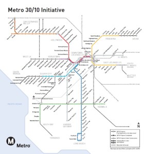 This shows current and future rail and rapid bus lines in LA. Lots of lines but limited connections