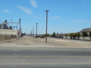 On the left of the pole line is where High speed tracks will be laid and the site of the future Fresno High Speed Rail Station