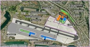 This is the airport by 2035. This includes platforms for High Speed Rail and additional parking for private vehicles at the North Side of the airport