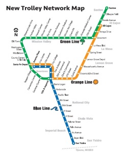 This is the current map of the San Diego Trolley
