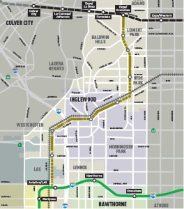 Crenshaw Line with connections to Green and Expo Lines