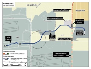 The likely alignment of the People Mover at LAX