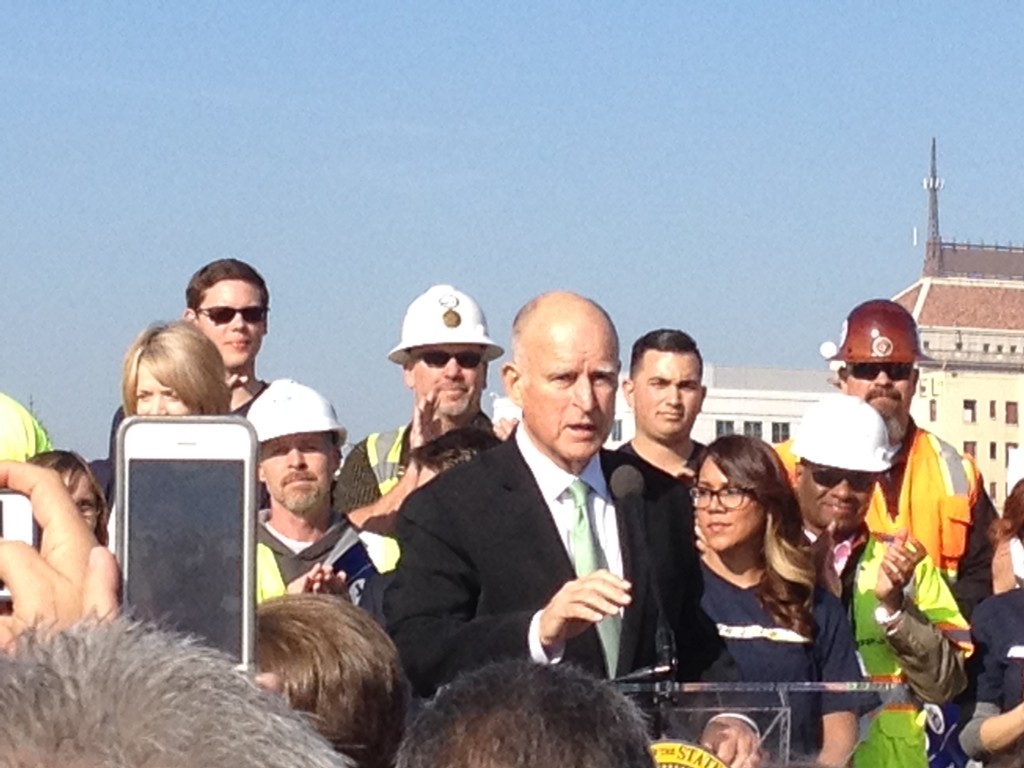 Governor Brown presiding over groundbreaking for High Speed Rail